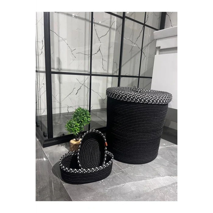 Oyuncak Kapaklı Jüt Hasır 2 li takım,Banyo sepeti ,Çamaşır sepeti ,Makyaj Kutusu, Düzenleyici Oyuncak Sepeti