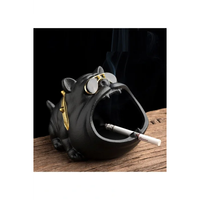 Biblo Bulldog Figürlü Dekoratif Kültablası Biblo Masaüstü Ev Ofis Dekorasyon Küllük