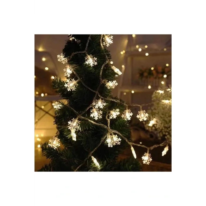 Genel Ürün Kar Tanesi Led Işık Yılbaşı Aydınlatma Dekorasyon Işık Dekorasyon 5 Metre 28 Kar Tanesi