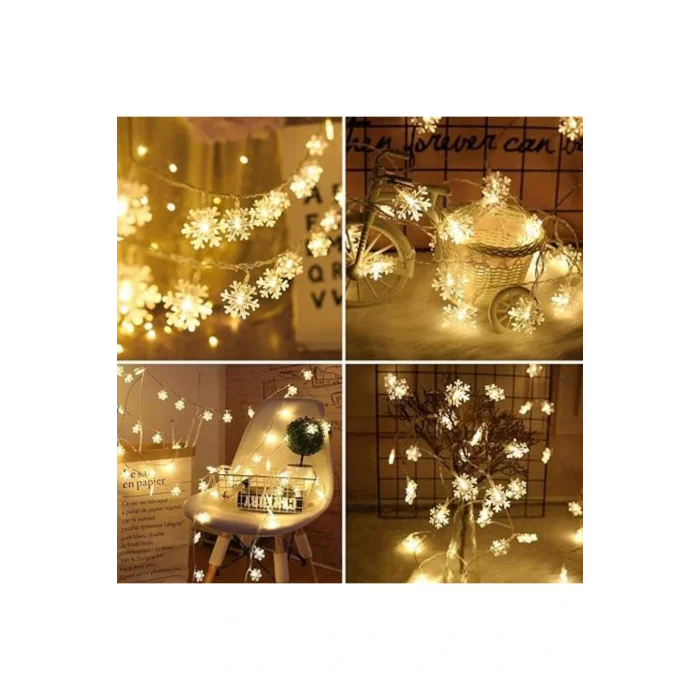 Genel Ürün Kar Tanesi Led Işık Yılbaşı Aydınlatma Dekorasyon Işık Dekorasyon 5 Metre 28 Kar Tanesi