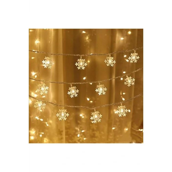 Genel Ürün Kar Tanesi Led Işık Yılbaşı Aydınlatma Dekorasyon Işık Dekorasyon 5 Metre 28 Kar Tanesi