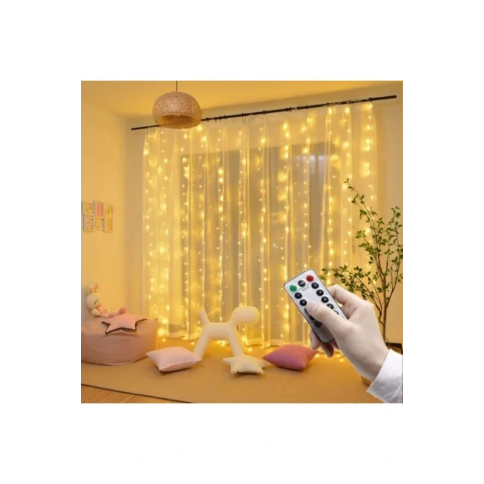 Lamba Animasyonlu 3x2 Mt. Ince Telli Perde Ledi Yılbaşı Aydınlatma Led Işık - Ampul - Lamba