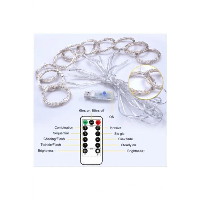 Lamba Animasyonlu 3x2 Mt. Ince Telli Perde Ledi Yılbaşı Aydınlatma Led Işık - Ampul - Lamba