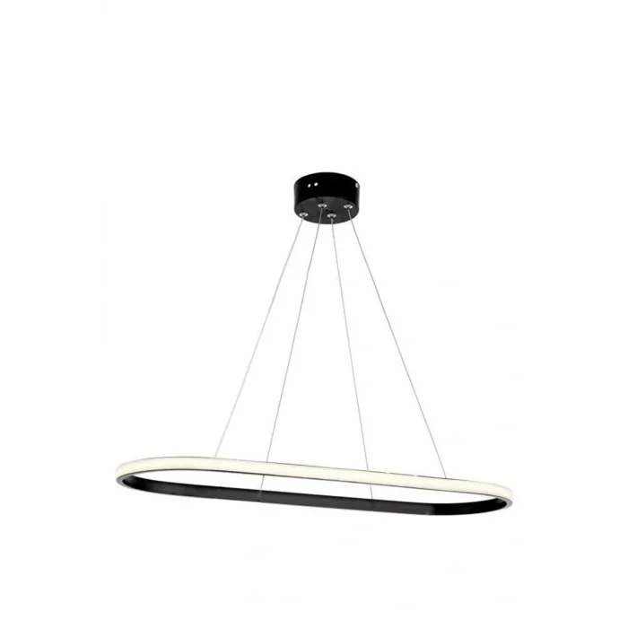 Genel Ürün Siyah Elips Tekli Led Avize Beyaz Işık Yemek Masası