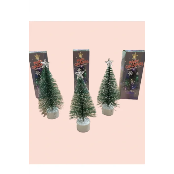 Genel Ürün Yılbaşı Masa Üzeri Nevada Ağaç Mini Masa Çam Ağacı 20 cm Uçlarına Kar Yağmış ışıklı URZGRUP