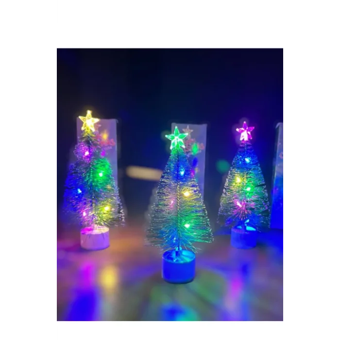 Genel Ürün Yılbaşı Masa Üzeri Nevada Ağaç Mini Masa Çam Ağacı 20 cm Uçlarına Kar Yağmış ışıklı URZGRUP
