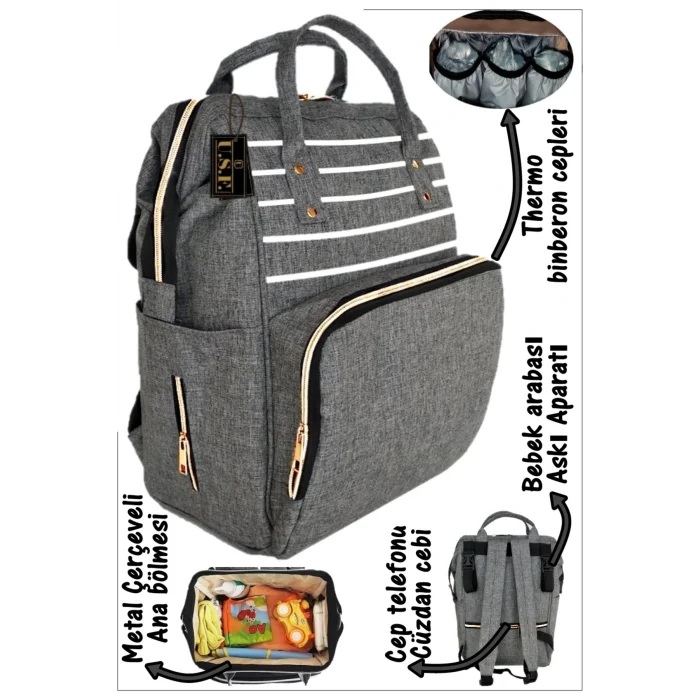 Genel Ürün Portbebe Ana Kucağı Puset Bebek Taşıma Anne Bebek Bakım Sırt Çantası 2 Li Set