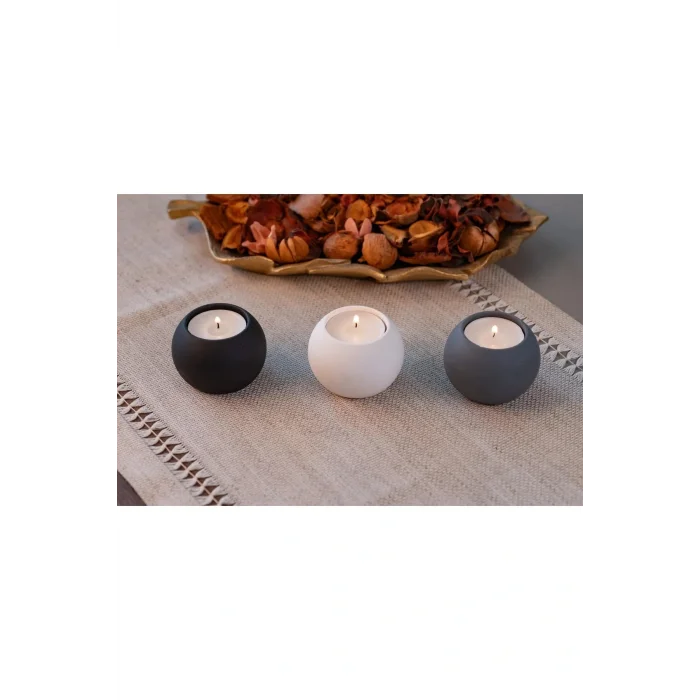 Genel Ürün 3 Renk El Yapımı Beton Tealight Mumluk Set ( 3 Adet Mum Hediye )