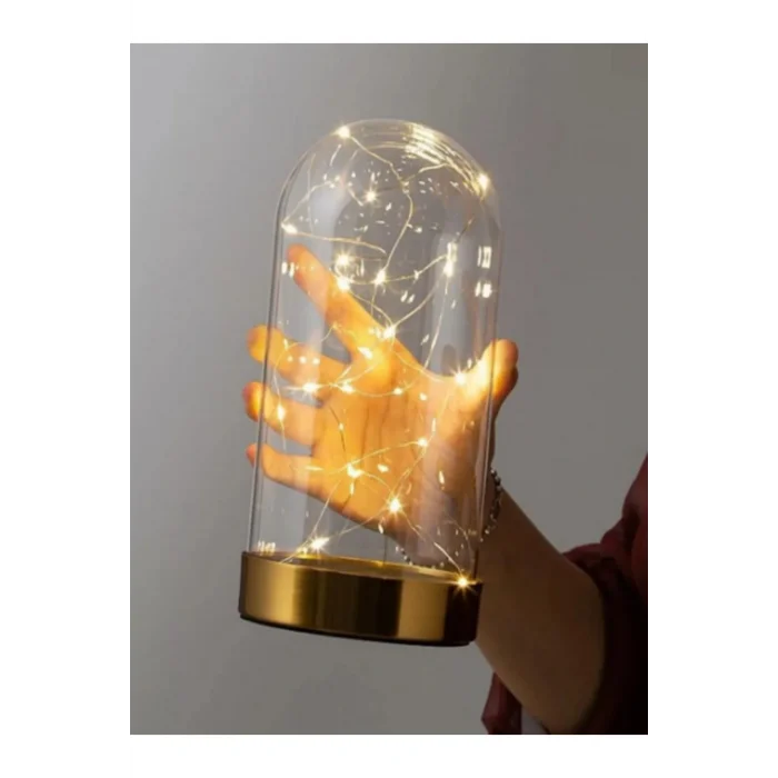 Genel Ürün Led Işıklı Gold Ters Fanus 3 Metre Peri Tel Gün Işığı Gold Teraryum Dekoratif Organizasyon Süsleme