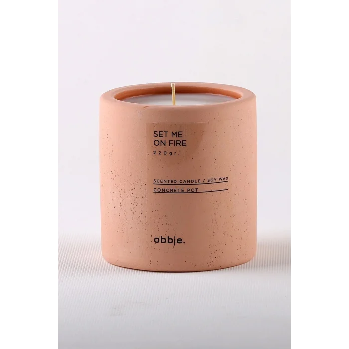 Genel Ürün Tarçın & Elma Kokulu Mum, Beton Saksılı Dekoratif Mum