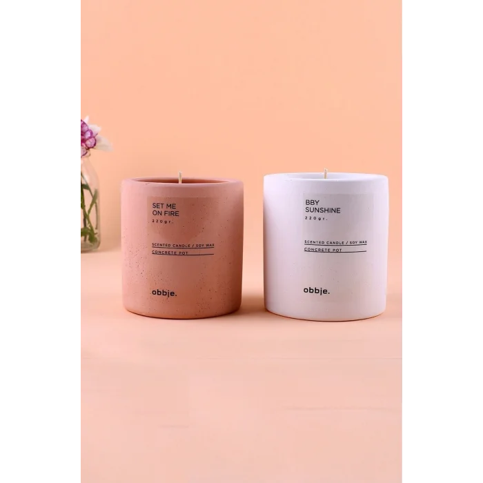 Genel Ürün Tarçın & Elma Kokulu Mum, Beton Saksılı Dekoratif Mum