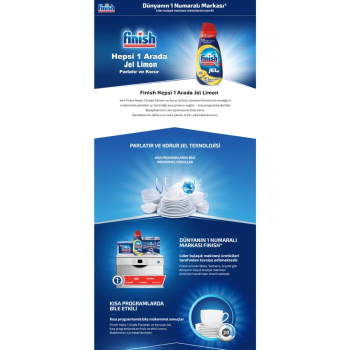 Genel Ürün Bulaşık Makinesi Deterjanı Jel Hepsi Bir Arada Limon Kokulu 1 L