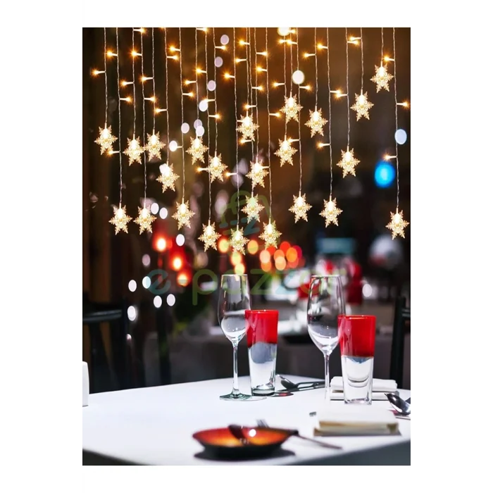 Genel Ürün 4 Metre Kartanesi 40/50/60 Cm 19 Saçaklı Yılbaşı Organizasyon Konsept Süsleme 8 Mod Perde Led Işık