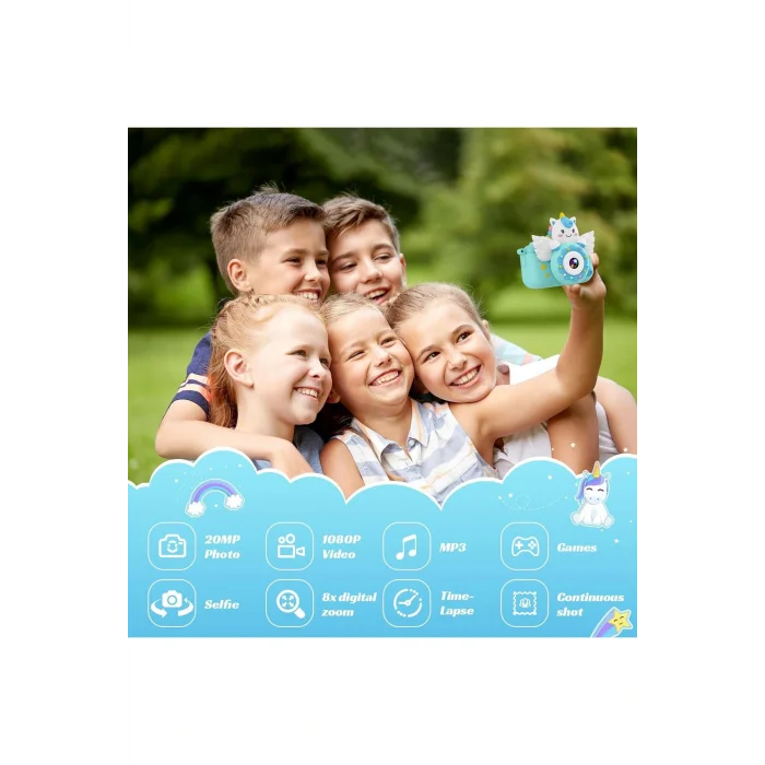 Genel Ürün Çocuk Kamerası, 32 GB SD Kartlı ve Selfie Moduna sahip, 1080P Dijital Kamera 3-10 Yaş