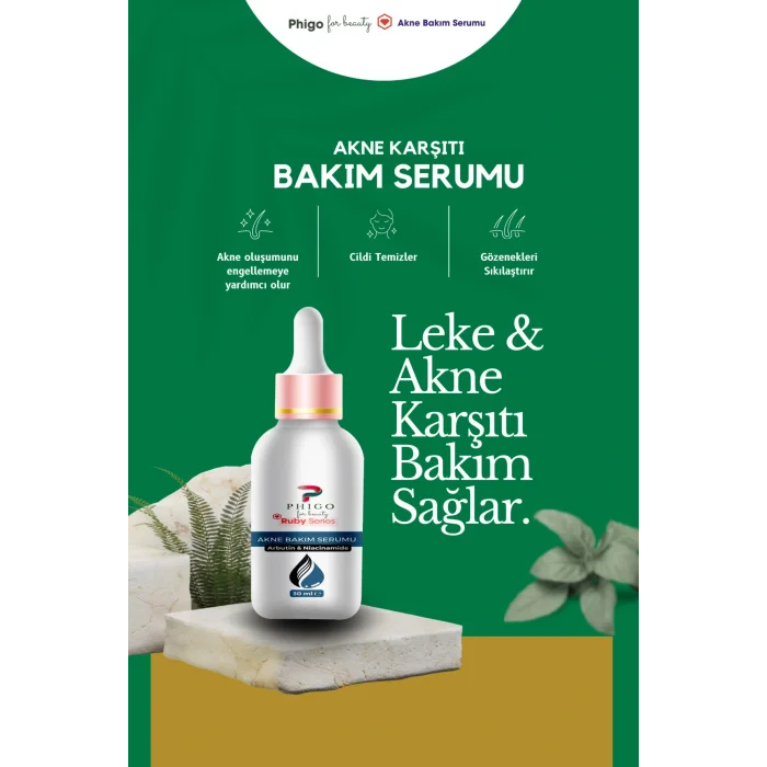 Genel Ürün Akne ve Siyah Nokta Karşıtı Serum Gözenek Sıkılaştırıcı Niacinamide Arbutin Cilt Serumu 30ml Phigo