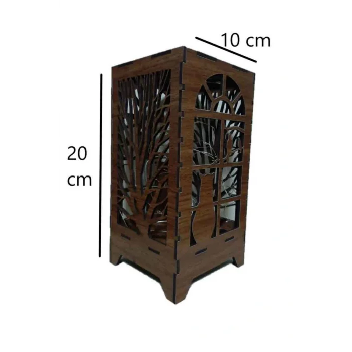 Lamba Masa Lambası Lazer Kesim Mini Özel Tasarım Ahşap Abajur Masa Süsü