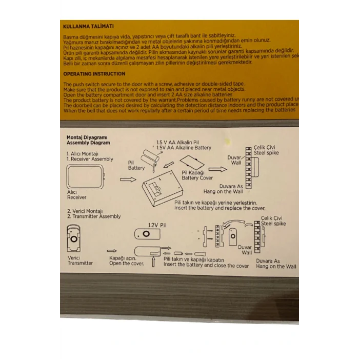 Genel Ürün CT-103 Kablosuz Kapı Zili (2 Adet)