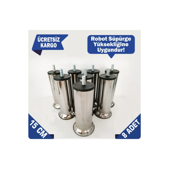 Genel Ürün 15 Cm Baza Ayağı Koltuk Ayağı Kanepe Ayağı Civatalı Kalın Diş (8 ADET) Vida Ölçüsüne Dikkat