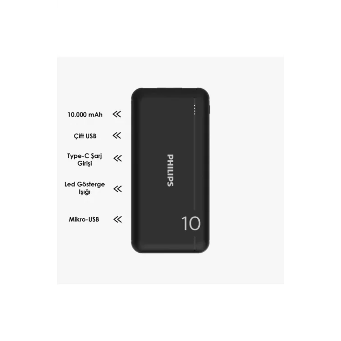 Genel Ürün DLP1810NB 10.000 mAh Power Bank Siyah (2 Çıkış)