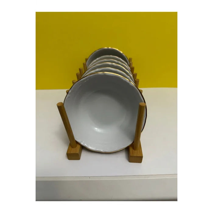 Genel Ürün Altın Yaldızlı Kenarları Desenli 13 Cm Çorba Kasesi 6 Lı