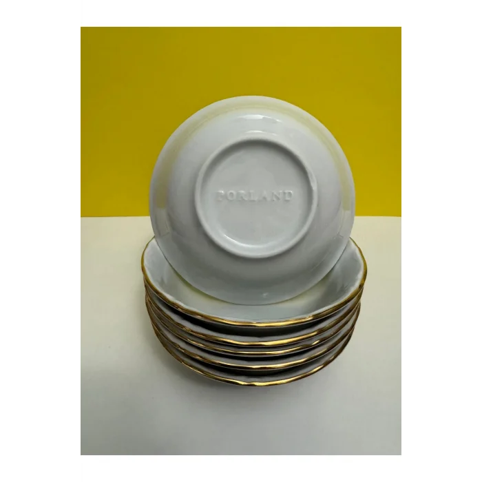 Genel Ürün Altın Yaldızlı Kenarları Desenli 13 Cm Çorba Kasesi 6 Lı