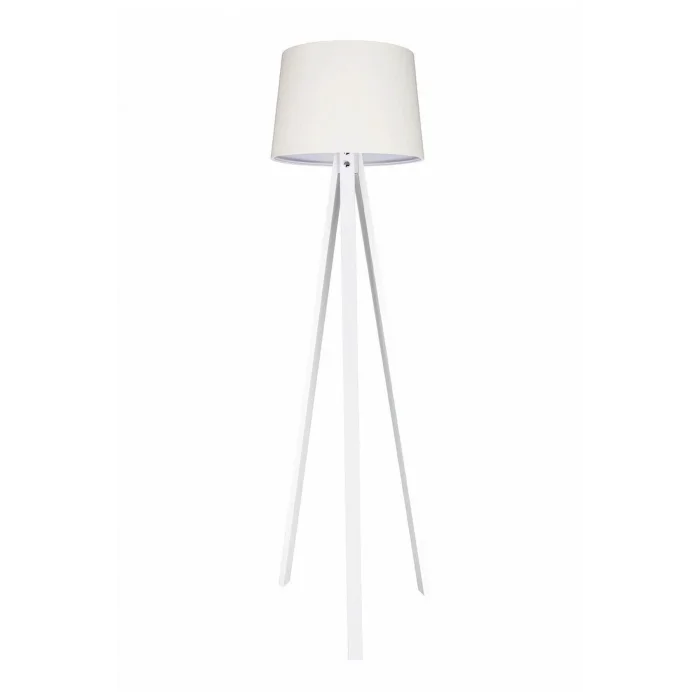 Lamba Tripod Lambader 3 Ayaklı Ahşap Abajur Konik Lamba Kumaş Başlık Beyaz