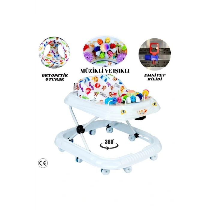 Genel Ürün Beyaz Yürüteç 10 Ayak Örümcek Modeli Yrtç22 Koltuklu