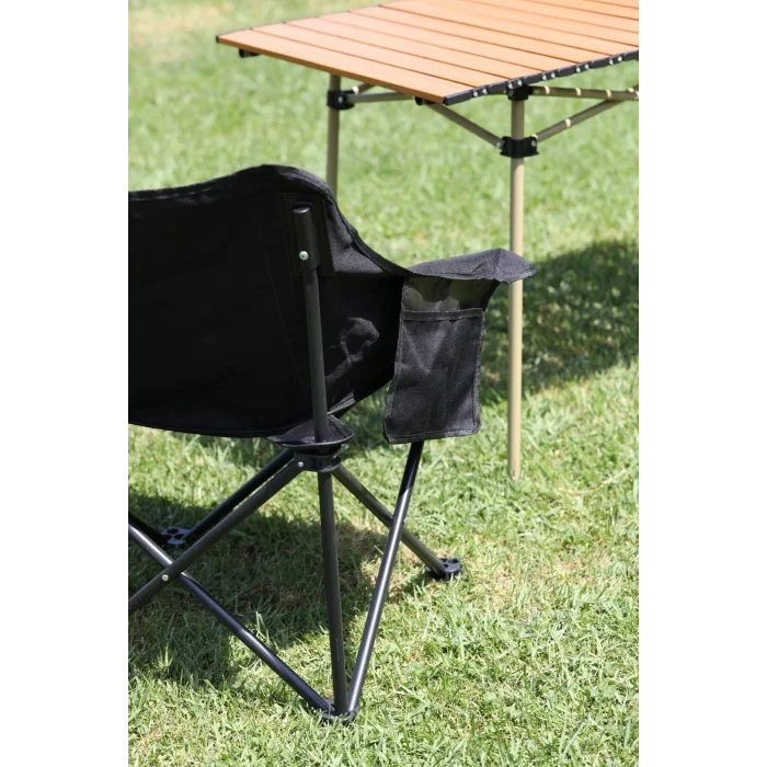 Genel Ürün Siyah KAMP SANDALYESİ- KATLANABİLİR Katlanabilir Tek Kişilik Metal Tekli