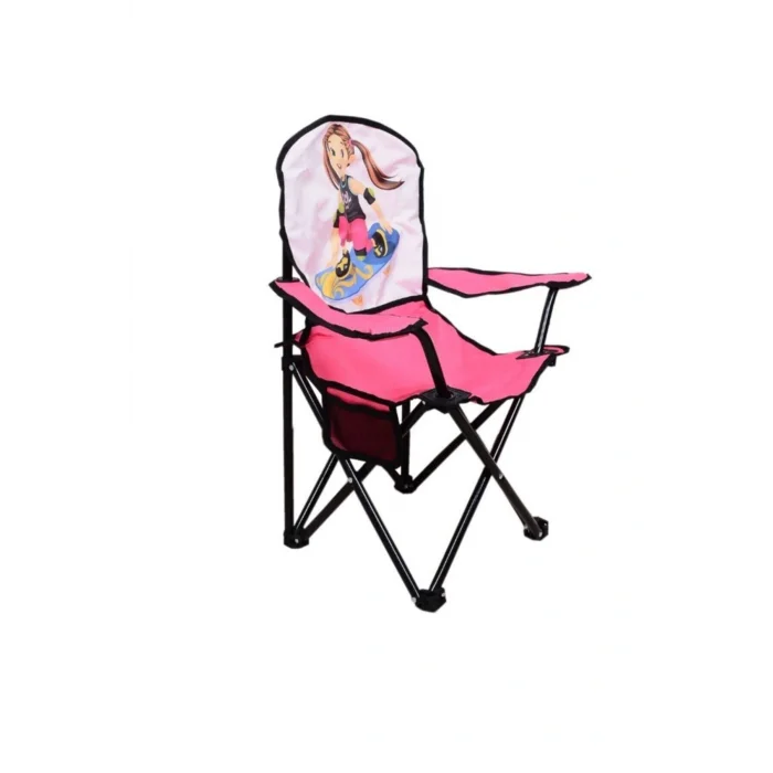 Genel Ürün Tek Kişilik Mini Çocuk Katlanır Çantalı Kamp Sandalyesi Pembe Tekli Pembe Metal Çocuk Kamp Sandalye