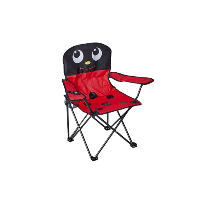 Genel Ürün Tek Kişilik Uğur Böceği Desenli Katlanabilir Çocuk Kamp Sandalyesi Kırmızı Tekli