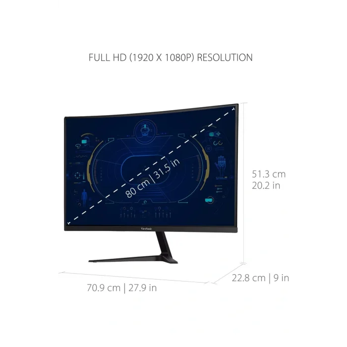 Genel Ürün VX3218-PC-MHD 32 FHD, VA, 165HZ, 1MS, 2xHDMI, 1xDP, Hoparlörlü Kavisli Oyuncu Monitörü