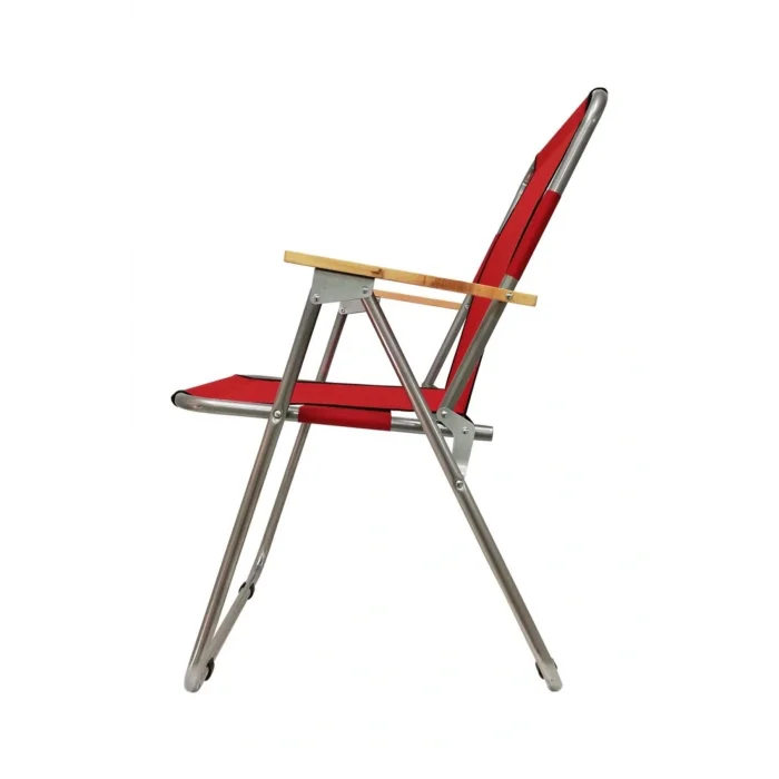Genel Ürün Kırmızı Kamp Sandalyesi 4 Adet Ahşap Kollu Katlanır Sandalye - Kırmızı 4 Kişilik ve üstü 4lü
