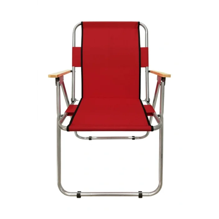 Genel Ürün Kırmızı Kamp Sandalyesi 4 Adet Ahşap Kollu Katlanır Sandalye - Kırmızı 4 Kişilik ve üstü 4lü