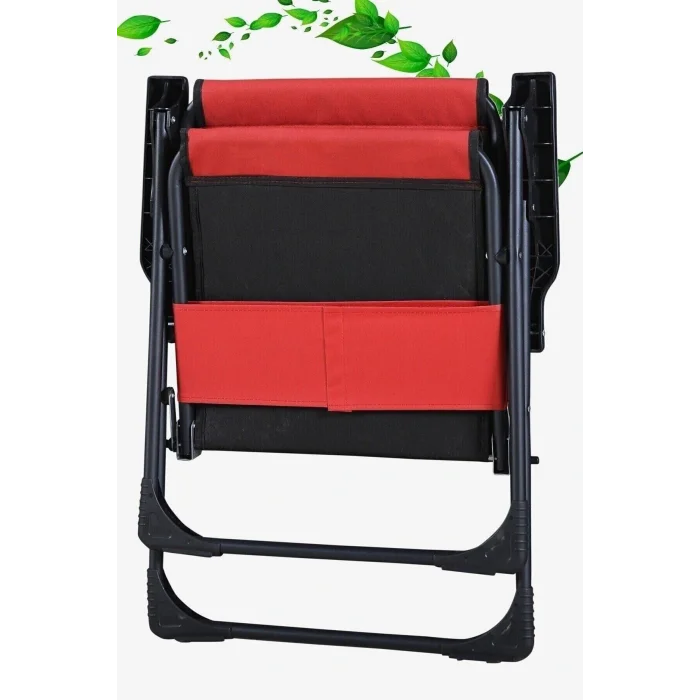 Genel Ürün Kırmızı Katlanır Plastik Kollu Lüks Kamp Sandalyesi Katlanabilir Tekli Plastik Tek Kişilik
