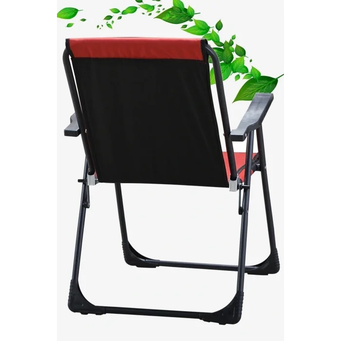 Genel Ürün Kırmızı Katlanır Plastik Kollu Lüks Kamp Sandalyesi Katlanabilir Tekli Plastik Tek Kişilik