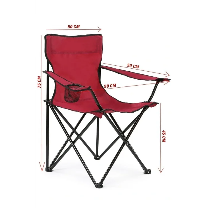 Genel Ürün Tek Kişilik Bordo Katlanabilir Kamp Sandalyesi Piknik Sandalyesi Plaj Sandalyesi Taşıma Çantalı 0,5