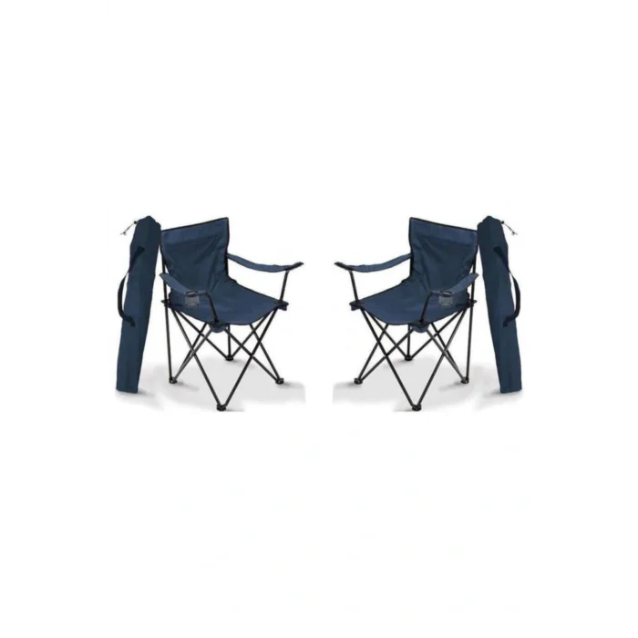 Genel Ürün Tek Kişilik Katlanır Kamp Sandalyesi 2 Adet - Lacivert 0,5 - 3 kg Taşıma Çantalı Metal 2li Laciver
