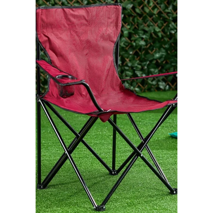 Genel Ürün 0,5 - 2 kg Kamp Sandalyesi Bordo Bordo Taşıma Çantalı Tek Kişilik Metal Tekli
