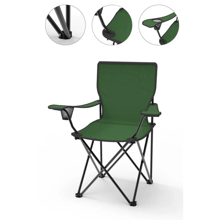 Genel Ürün Tekli Kamp Sandalyesi Katlanır Sandalye Katlanabilir Metal Tek Kişilik Yeşil