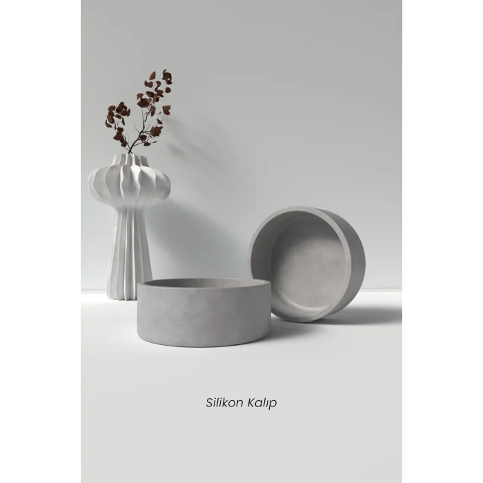 Genel Ürün Beyaz Beton Mumluk / Saksı Silikon Kalıp - Dekoratif Beton Mumluk Kalıbı Beton/Mum Yapım Malzemeler