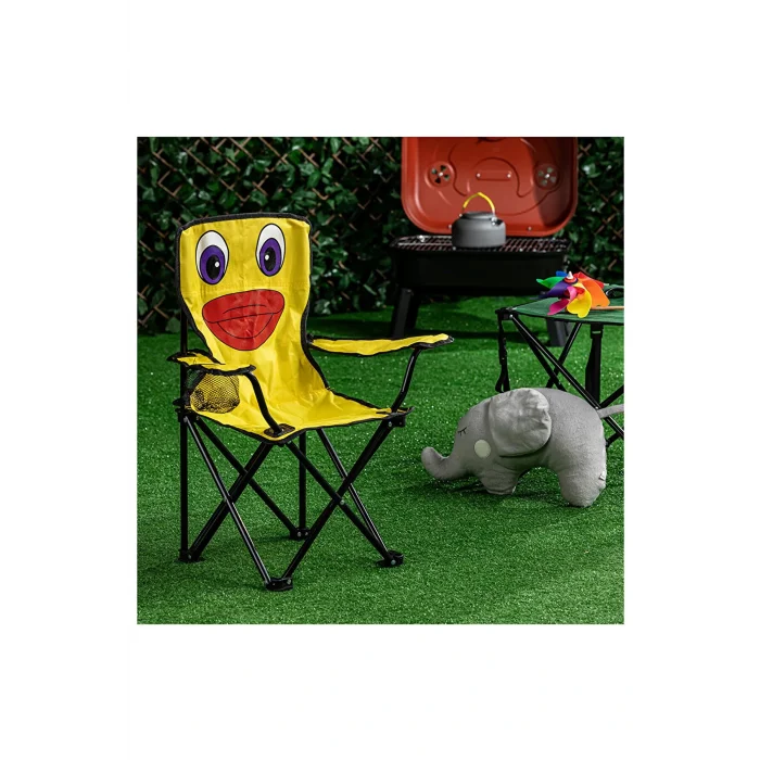 Genel Ürün Katlanabilir ÇOCUK PİKNİK&KAMP SANDALYESİ 80 gr Tekli Metal Sarı Tek Kişilik Modern