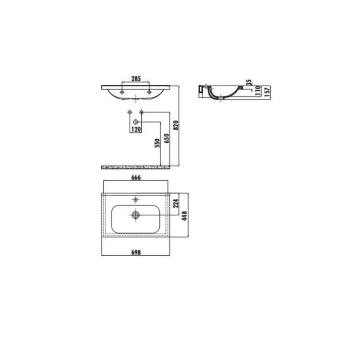 Dolap Düzenleyici Ideal Dolap Uyumlu Lavabo 45*70