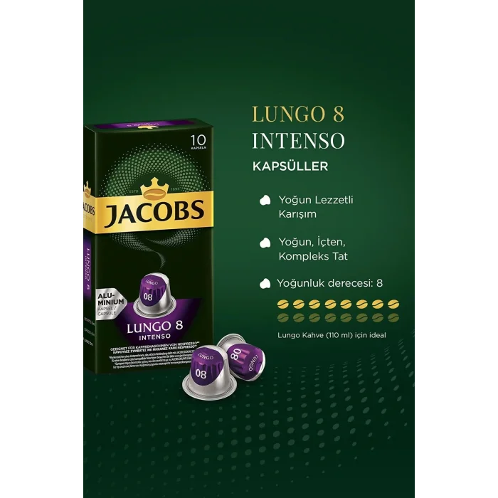 Genel Ürün Lungo 8 Intenso Nespresso Uyumlu Alüminyum Kapsül Kahve 10 Adet X 3 Paket