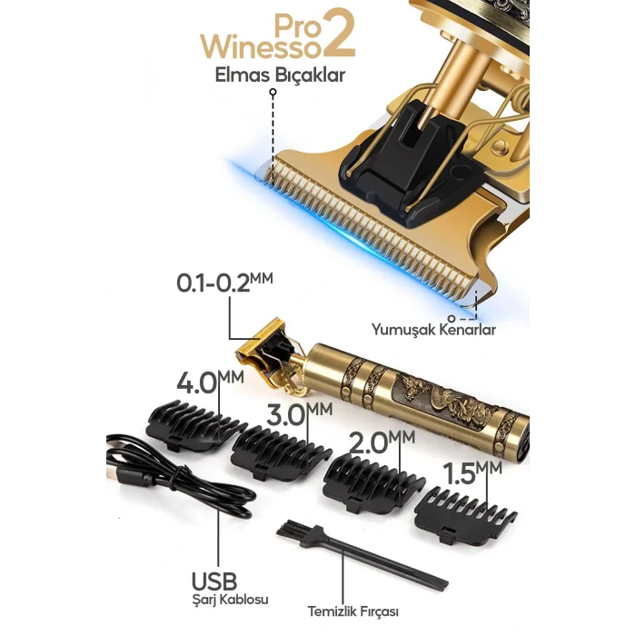 Genel Ürün İthalatçı Garantili Tıraş Makinesi Pro2 USB Şarjlı Saç Sakal Vücut Kıl Tüy Alma Kadın Erkek Epilasy