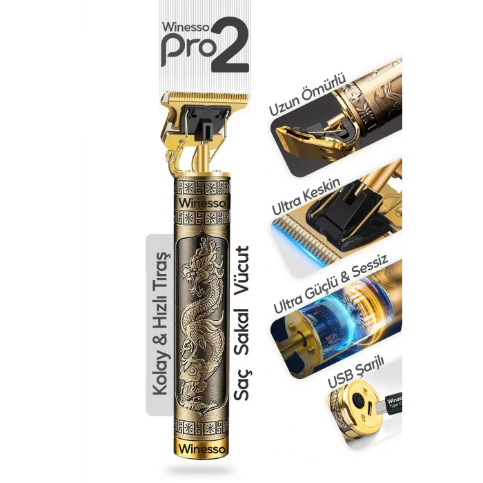 Genel Ürün İthalatçı Garantili Tıraş Makinesi Pro2 USB Şarjlı Saç Sakal Vücut Kıl Tüy Alma Kadın Erkek Epilasy