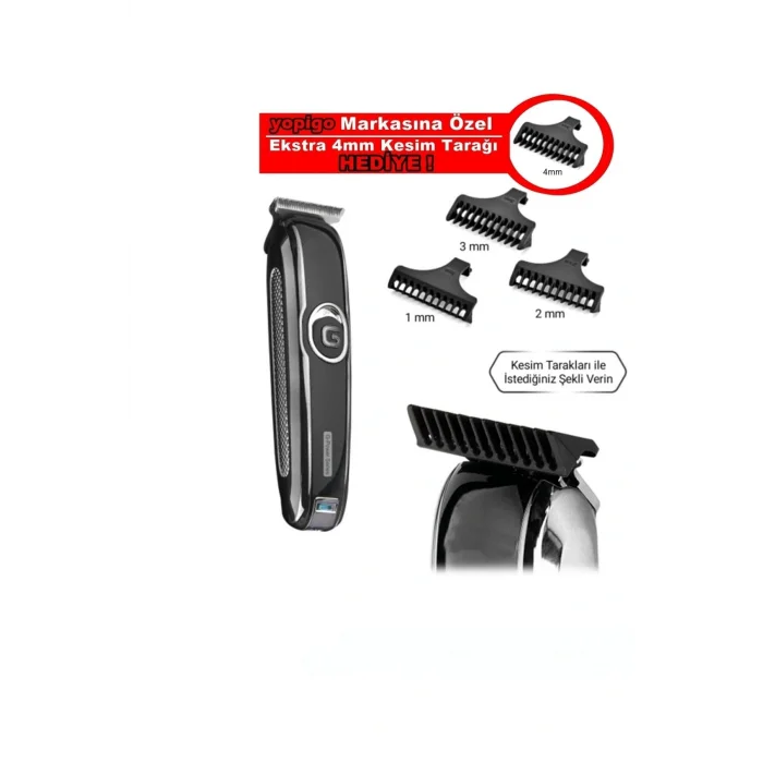 Genel Ürün Siyah G Power Şarjlı Saç Sakal Ense Vucüt Kılı Çizim Lazer Epilasyon Öncesi Tüy Kısaltma Tıraş Maki