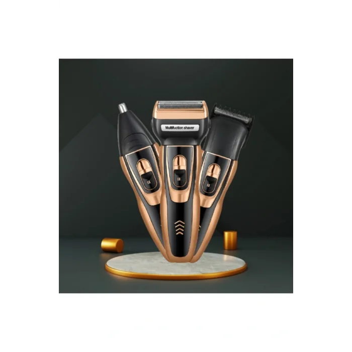 Genel Ürün Kuru 3 Başlıklı Tıraş Makinesi Saç Sakal Yanak Ense Favori Burun Tıraş Makinesi Şarjlı 1-3 Saç-Saka