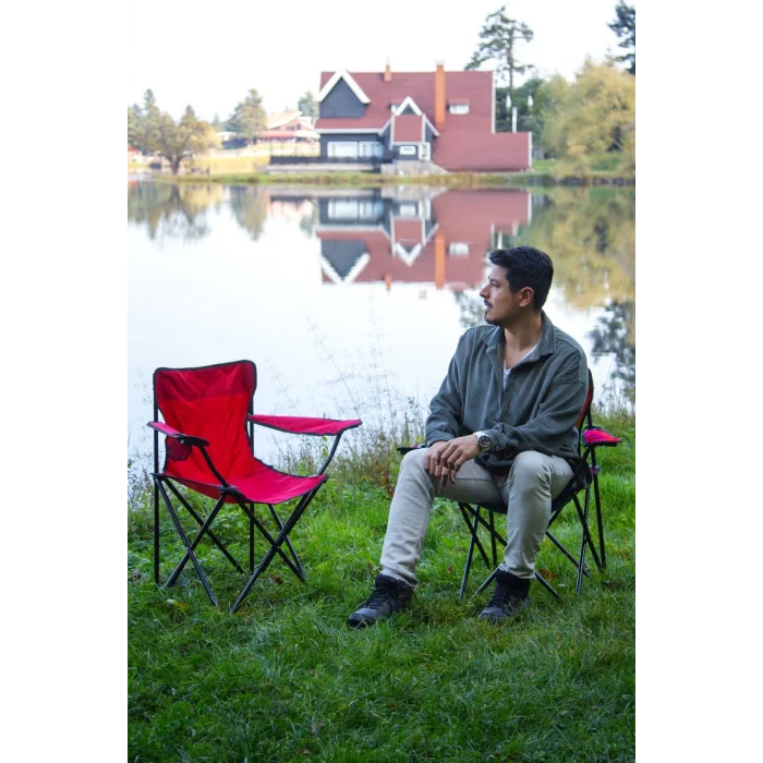 Genel Ürün 2li 2li Rejisör Kamp Sandalyesi Piknik Sandalyesi Katlanır Sandalye Taşıma Çantalı Kırmızı 0,5 -