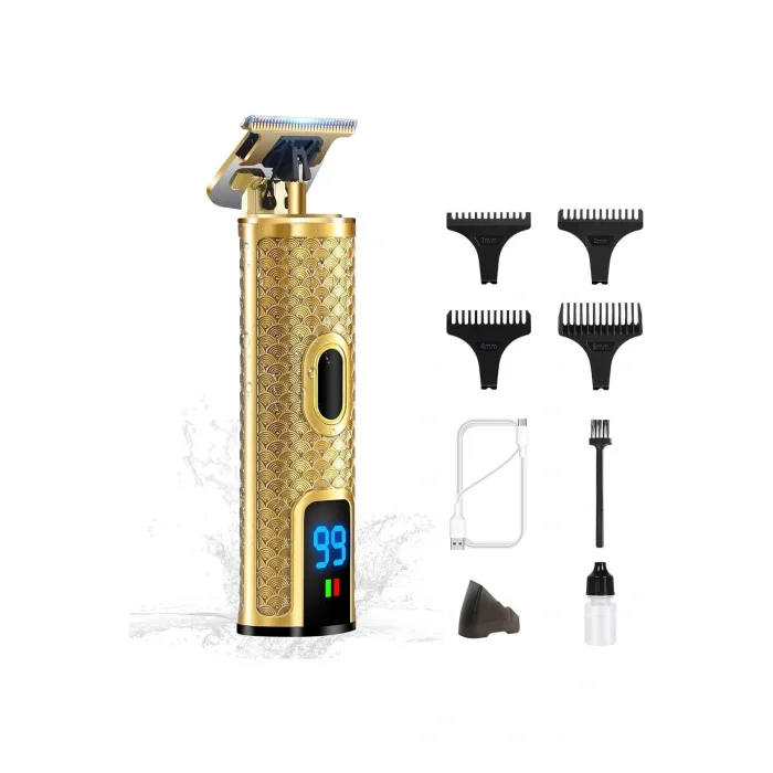 Genel Ürün 1 Yıl Solati Led Panelli Traş Makinesi Ve Sakal Makinesi, Şarjlı Saç Sakal Traş Makinesi Sarı Kuru