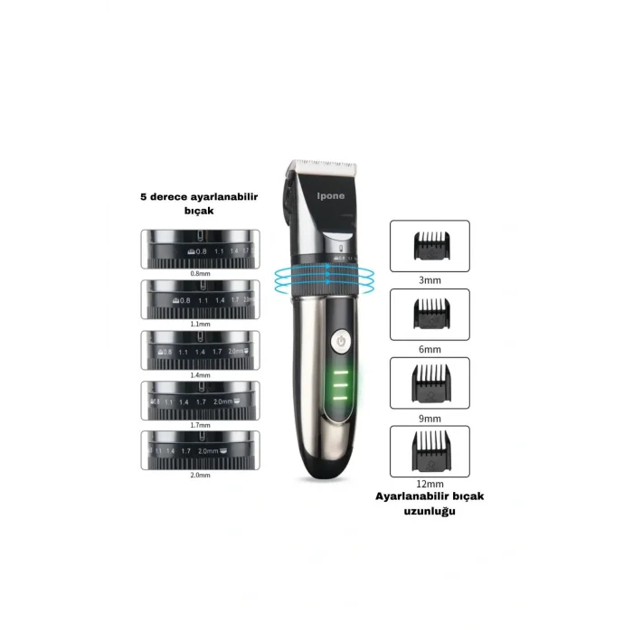 Genel Ürün Kuru IP-1012 Kişisel Bakım Aleti Profesyonel Saç- Sakal-Vücut Tüyleri Kesme Tıraş Makinesi Yok 1 Yı